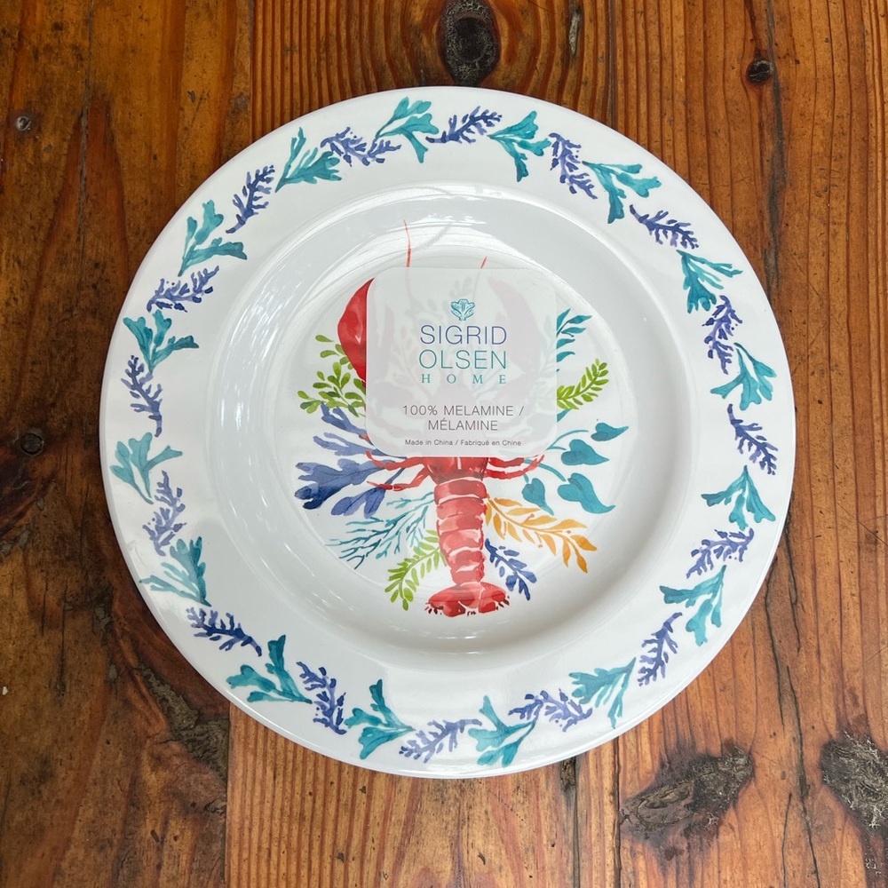 NWT Sigrid Olsen Appetizer Salad Lobster Melamine Plate